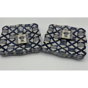 Seashore Collection Coastal Beach 8 In Salad Plates Seashells Bluewhite Melamine